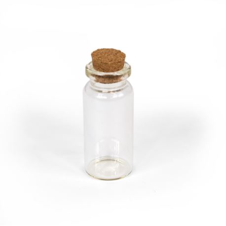 Buteleczka szklana z korkiem, H 5 cm.