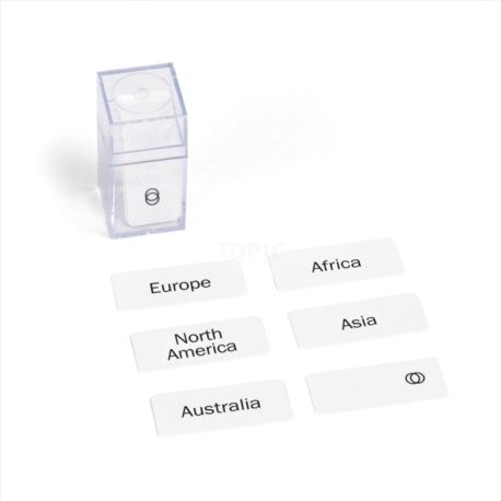 Kontynenty: etykiety w pudełku, PL